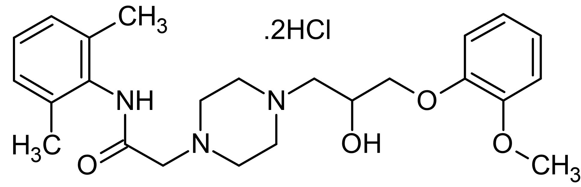 Chemical Structure - Ranolazine dihydrochloride, Anti-ischemic agent (AB142942), expandable thumbnail