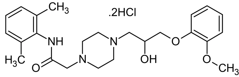 Chemical Structure - Ranolazine dihydrochloride, Anti-ischemic agent (AB142942)