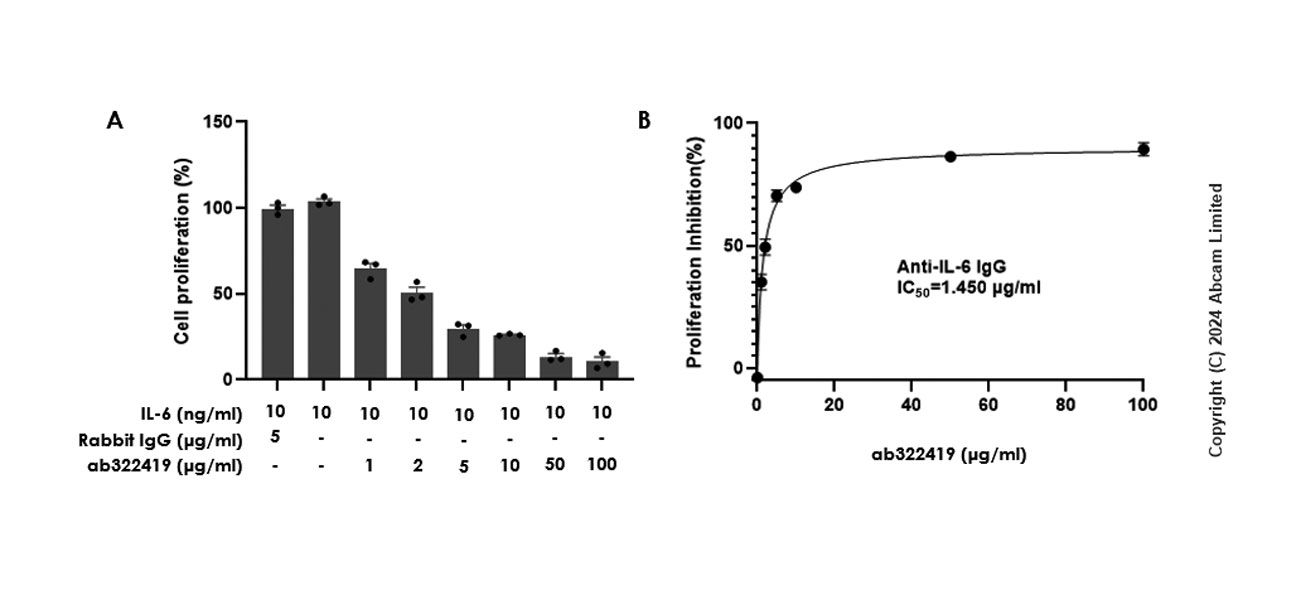 Functional Studies - Recombinant human IL-6 protein (Active) (ab259381), expandable thumbnail