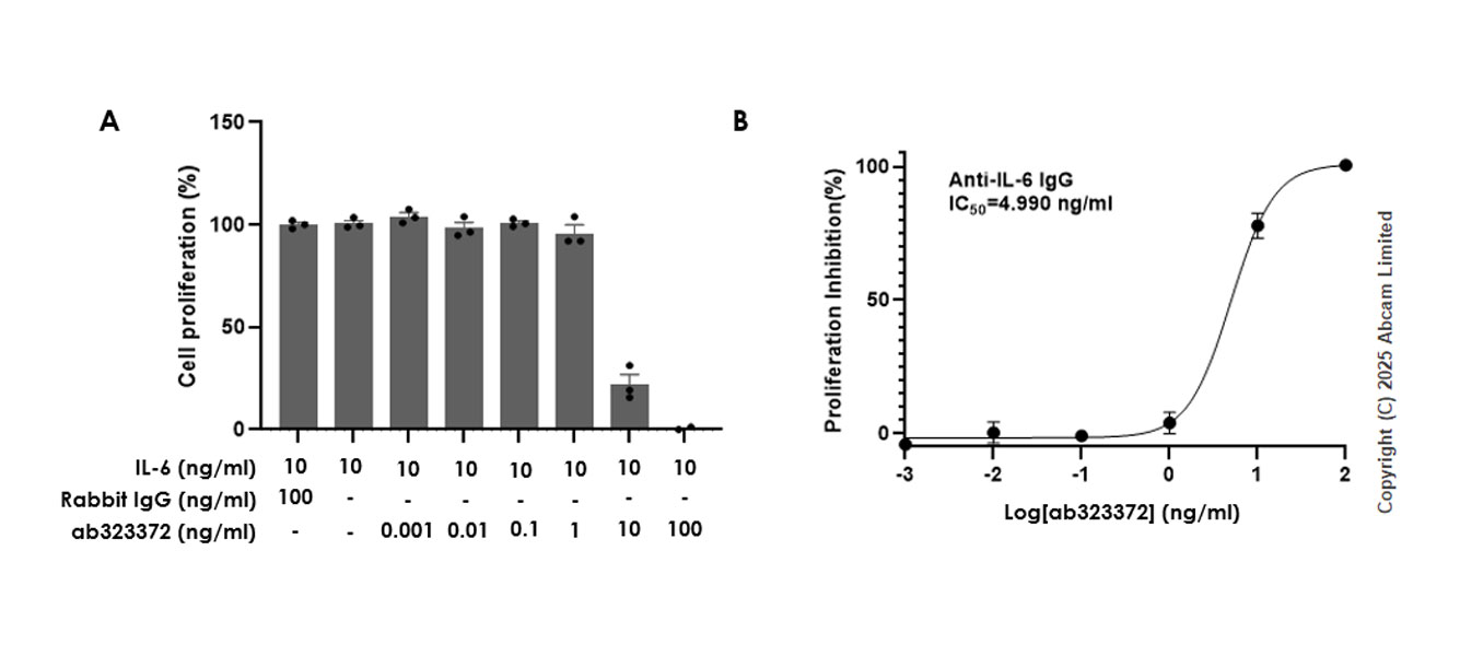 Functional Studies - Recombinant human IL-6 protein (Active) (ab259381), expandable thumbnail