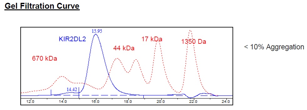 Size Exclusion Chromatography - Recombinant Human KIR2DL2 protein (Fc tag C-Terminus + Avi tag C-Terminus) (AB271575)