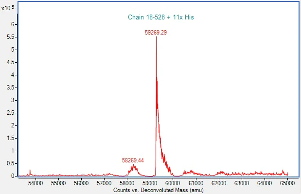 Mass Spectrometry - Recombinant Influenza A H1N1 Hemagglutinin Protein (His-tag) (AB307788)