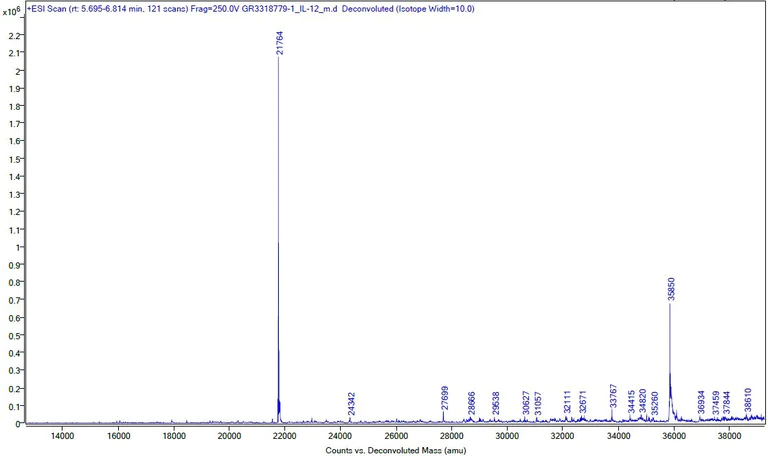 Mass Spectrometry - Recombinant mouse IL-12 protein (Active) (AB259419)