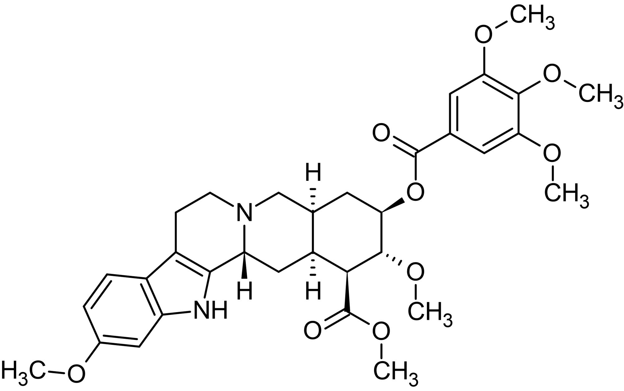 Chemical Structure - Reserpine, Irreversible vesicular monoamine transporter antagonist (AB120609), expandable thumbnail