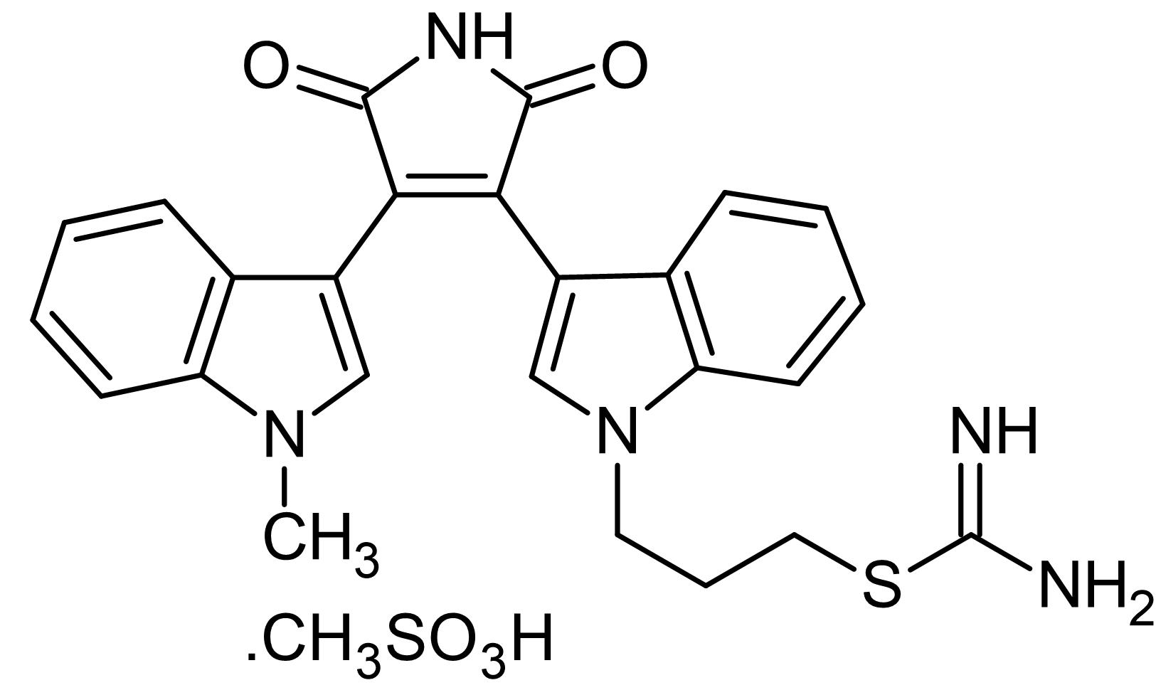 Chemical Structure - Ro 31-8220 mesylate (Bisindolylmaleimide IX), Protein kinase inhibitor (AB120374), expandable thumbnail