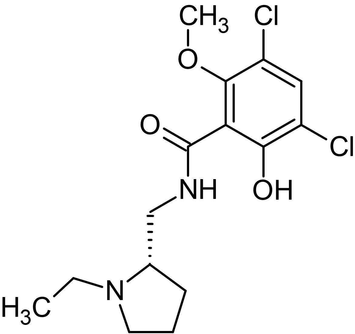 Chemical Structure - (S)-(-)-Raclopride, D2 receptor antagonist (AB120563)