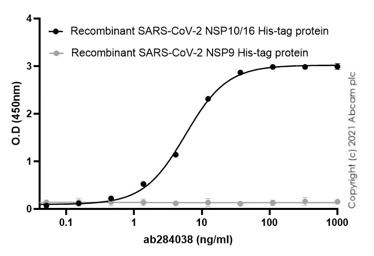 Indirect ELISA - Anti-SARS-CoV-2 nsp16 antibody [EPR24841-18] - BSA and Azide free (AB284052)
