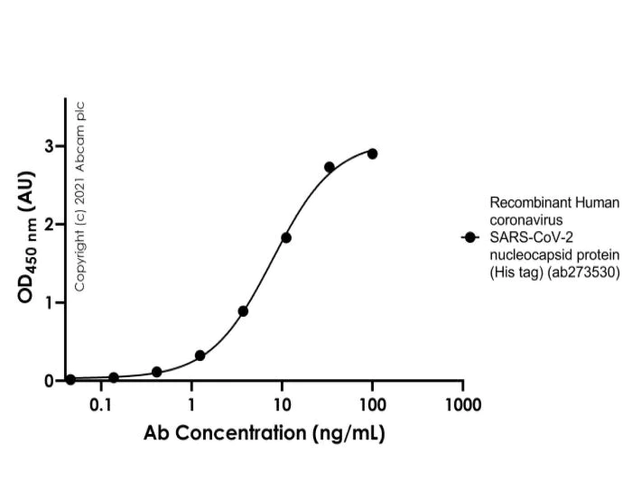 ELISA - Anti-SARS-CoV-2 nucleocapsid protein antibody [ABK79-E11] - Mouse IgG2a (Chimeric), BSA & Azide free (AB288323)
