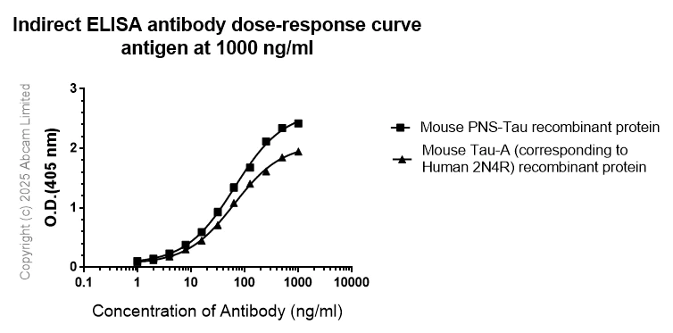 Indirect ELISA - Anti-Tau - C-terminal (4R-aa396) antibody [EPR29542-63] - BSA and Azide free (AB324110)