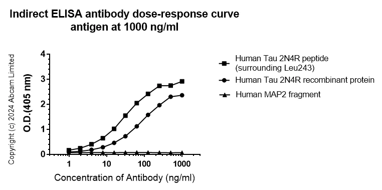 Indirect ELISA - Anti-Tau (MTBR-tau243) antibody [EPR29541-59] (AB322554)