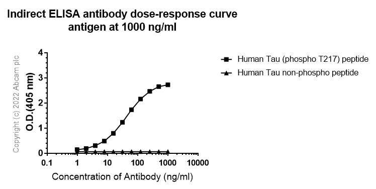 Indirect ELISA - Anti-Tau (phospho T217) antibody [EPR24654-110] (AB291080)