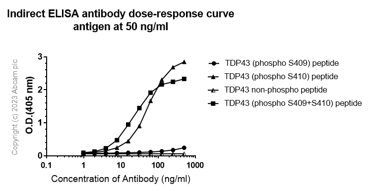 Indirect ELISA - Anti-TDP43 (phospho S410) antibody [EPR24512-8] - BSA and Azide free (AB314302)