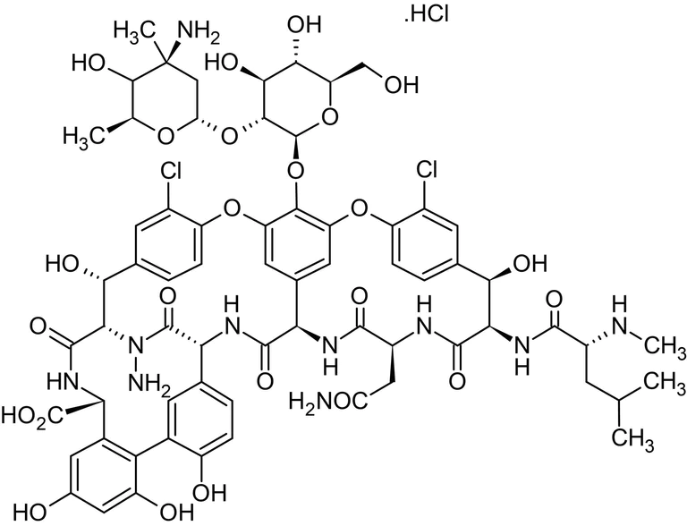 Chemical Structure - Vancomycin hydrochloride, Tricyclic glycopeptide antibiotic (AB141224)